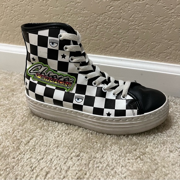 Chiara Ferragni Eye-motif High Top Sneakers Shoes Leather Italy Size EU 36 US 6 - Picture 12 of 16